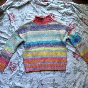 Vintage GAP Wool Rainbow Striped Turtle Neck Sweater, size xs/s